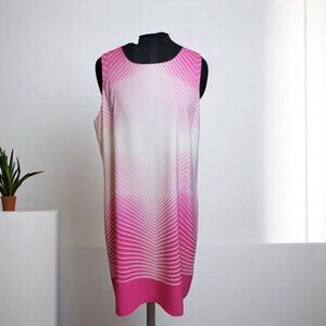 Vince Camuto Pink Chevron Ombre Shift Dress Size 12 | Sleeveless Work to Weekend
